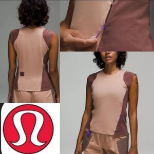 NEW 12 LULULEMON CAP SLEEVE HIKING MUSCLE TANK TOP pink clay dark oxide NWT